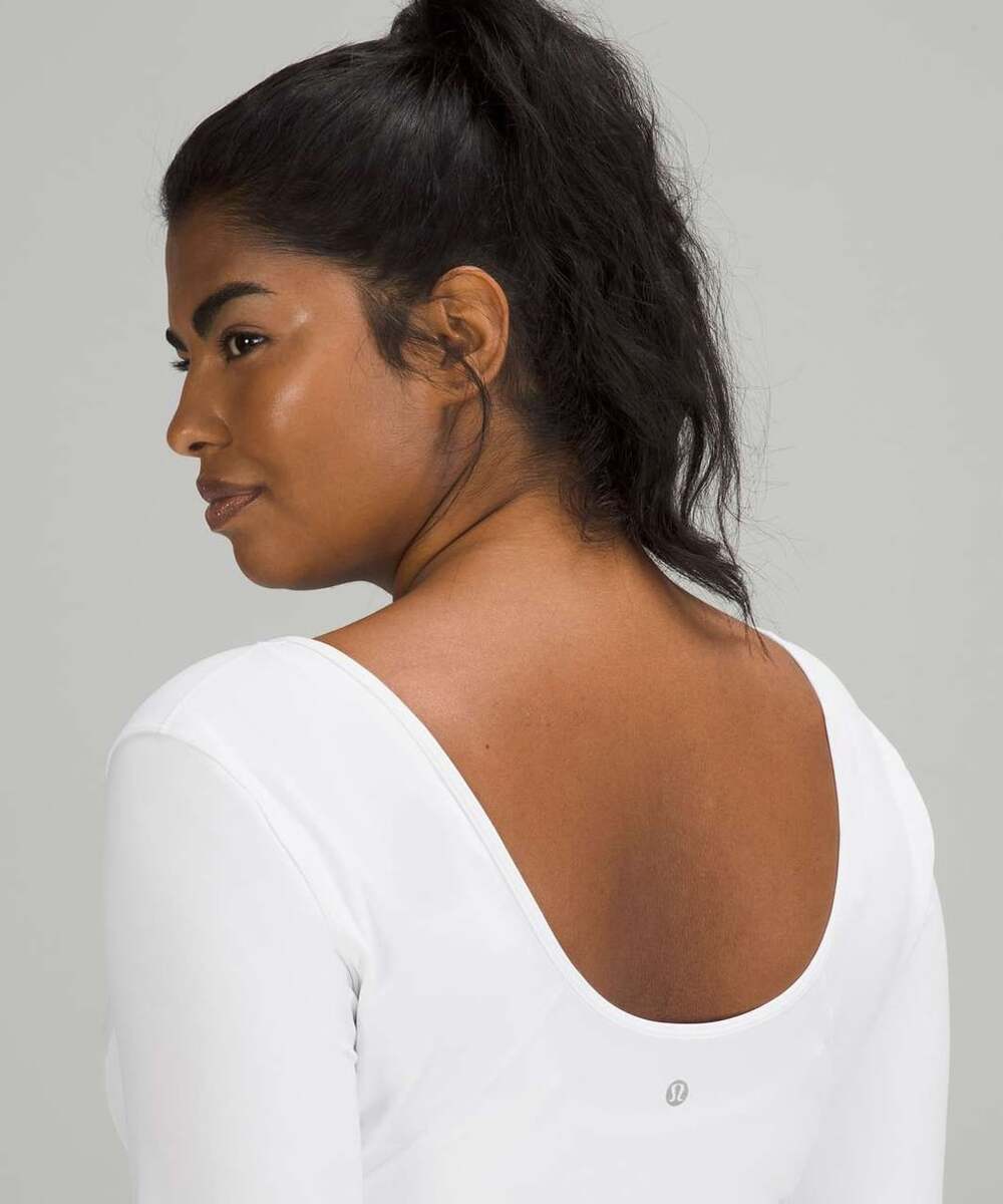 Lululemon Long Sleeve Scoop Neck Crop Top White
